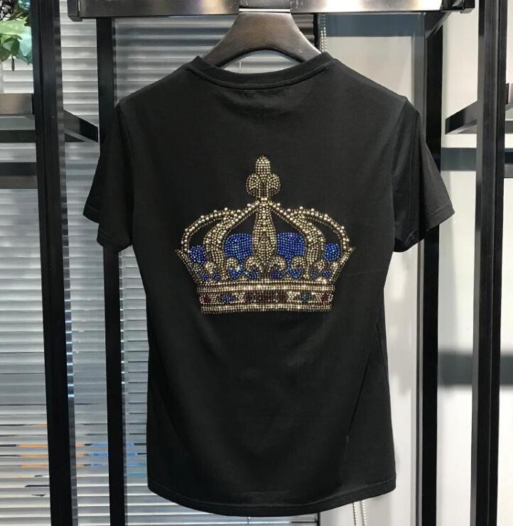 

Short Sleeve Thin Neck Diamond Long Shirt 2020 Hot Drill Design Xr06, The picture shown