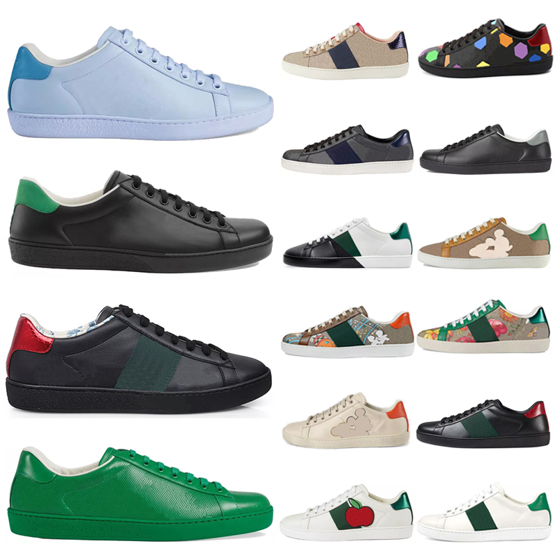 

2021 luxurys designers shoes Men Women Sneaker Casual Shoes Top Quality Snake Chaussures Leather Sneakers Ace Bee Embroidery Shoe w90T#, Black