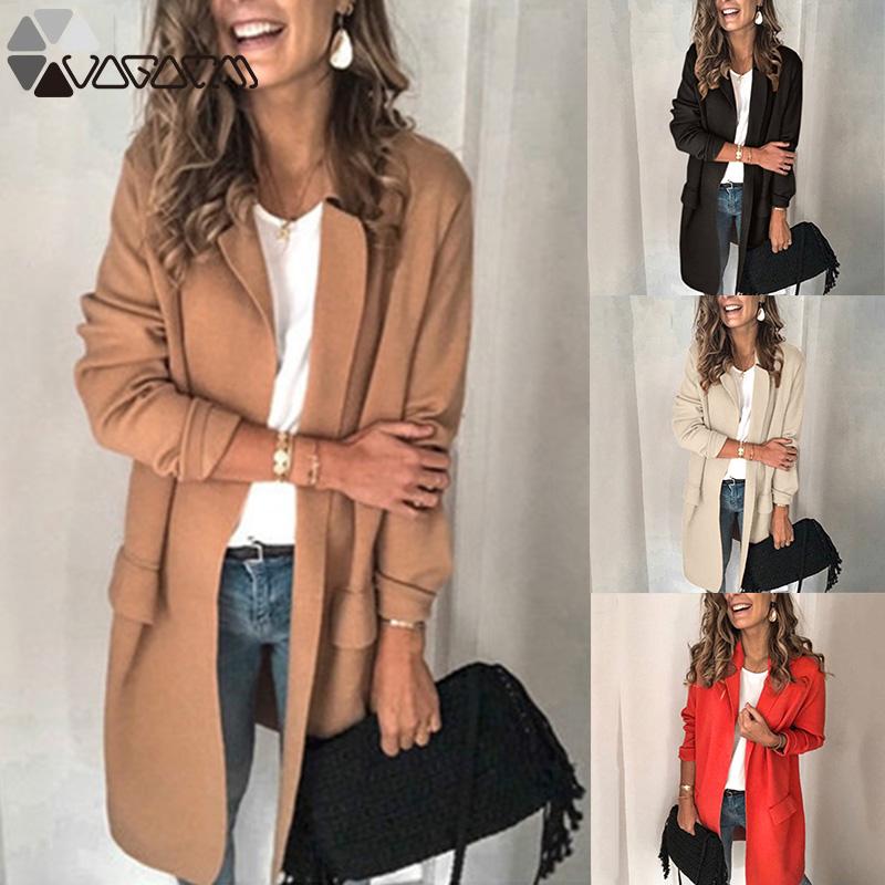 

2020 Plus Size Women Suits Jacket Lapel Collar Pockets Solid Color Long Sleeve Autumn Office Lady Slim Blazers Coat Elegant Work, Gray
