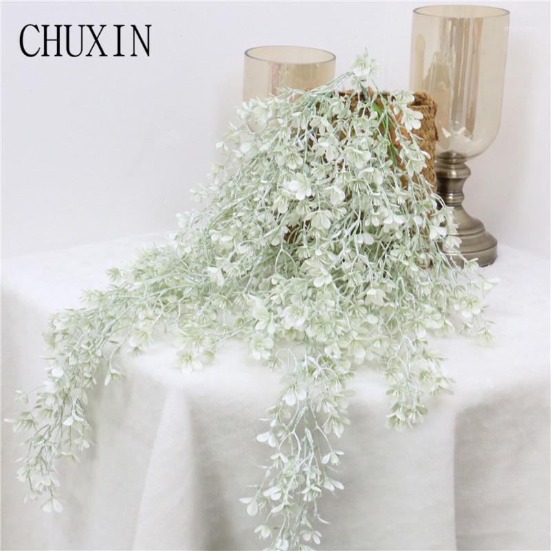 

5 fork wall hanging fantasy cherry blossom cane artificial plastic flower home ceiling DIY wedding scene layout arch decoration1, Light blue