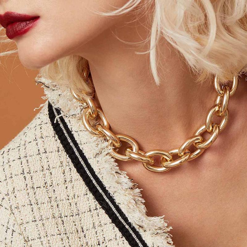 

DIEZI Punk Vintage Chunky Thick Link Chain Necklaces Hip Hop Neck clavicle Collares Choker Necklace Women Jewelry 2020 New