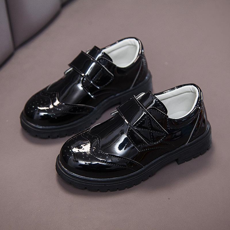 

Children Black Sports Leather Shoes For Kids Sneakers Girl Dance School Teens Boy Party Show Shoe 3 4 5 6 7 8 9 10 11 12 13Year, 07black