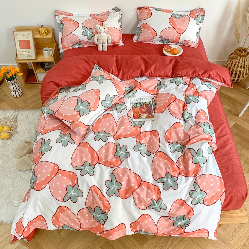 

4pcs Cartoon Bedding Set Bed Linen Euro Printed Flat Sheet Children Bedspread Bed Cover Duvet Cover Set King Queen Size