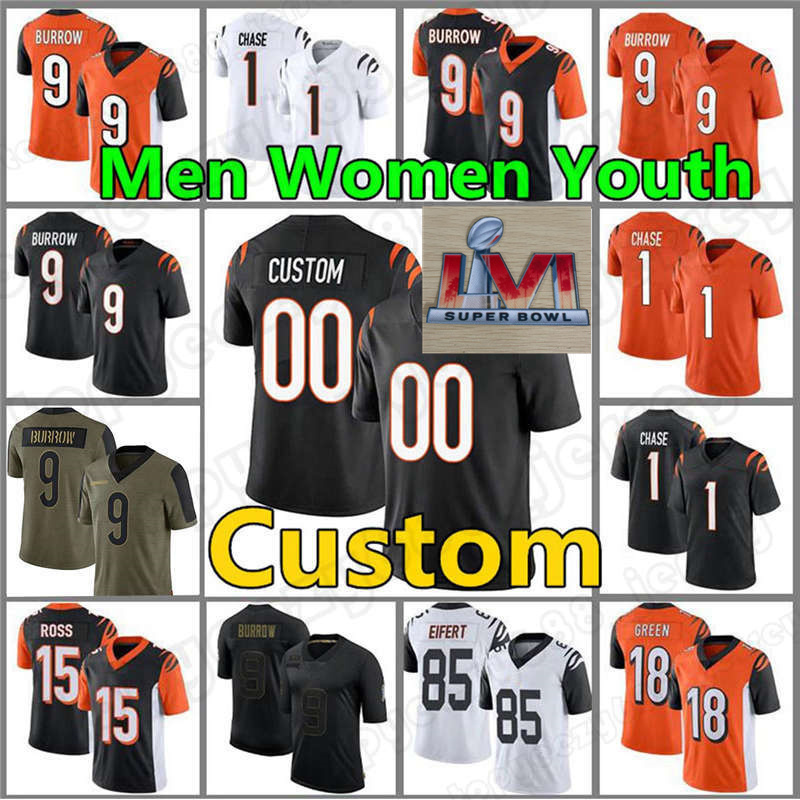 

Custom 1 Ja'Marr Chase 9 Joe Burrow Jessie Bates III Football Bengal Green Joe Mixon Sam Hubbard Tee Higgins Geno Atkins Men''NFL''jerseys, Custom men (menghu)