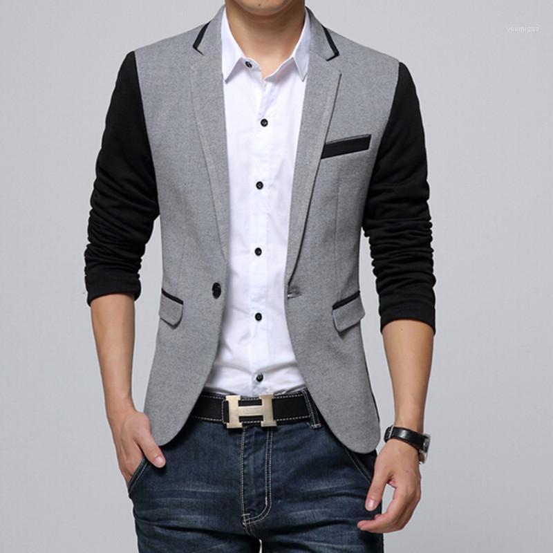 

Wholesale- 2016 Men Suit Business Fashion Blazer Jacket Plus Size M-6XL Slim Fit Suit Blazer Brand Design Male Casual Suit Jacket1, Dark gray