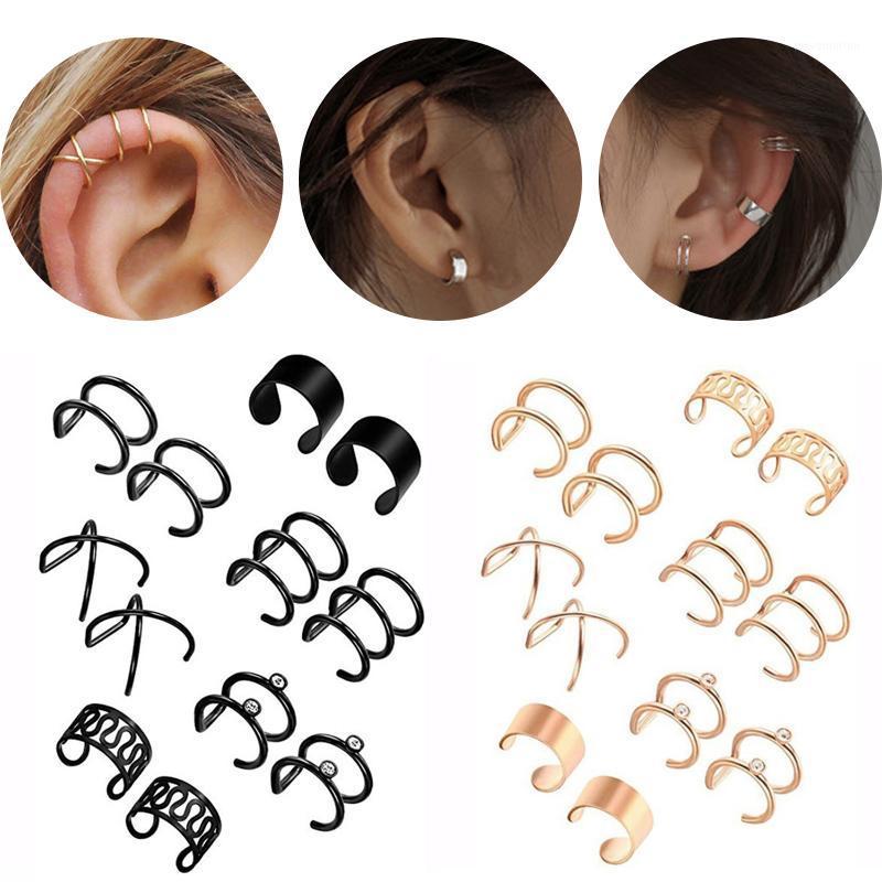 

12pcs/set 2020 Fashion Gold Color Ear Cuffs Leaf Earrings for Women Climbers No Piercing Fake Cartilage Earring Accessories1