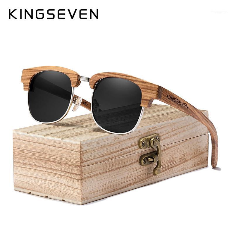

KINGSEVEN 2020 New Retro Wooden Natural Male Sunglasses Polarized Men Spring Hinge UV400 Protection Feminino G59171