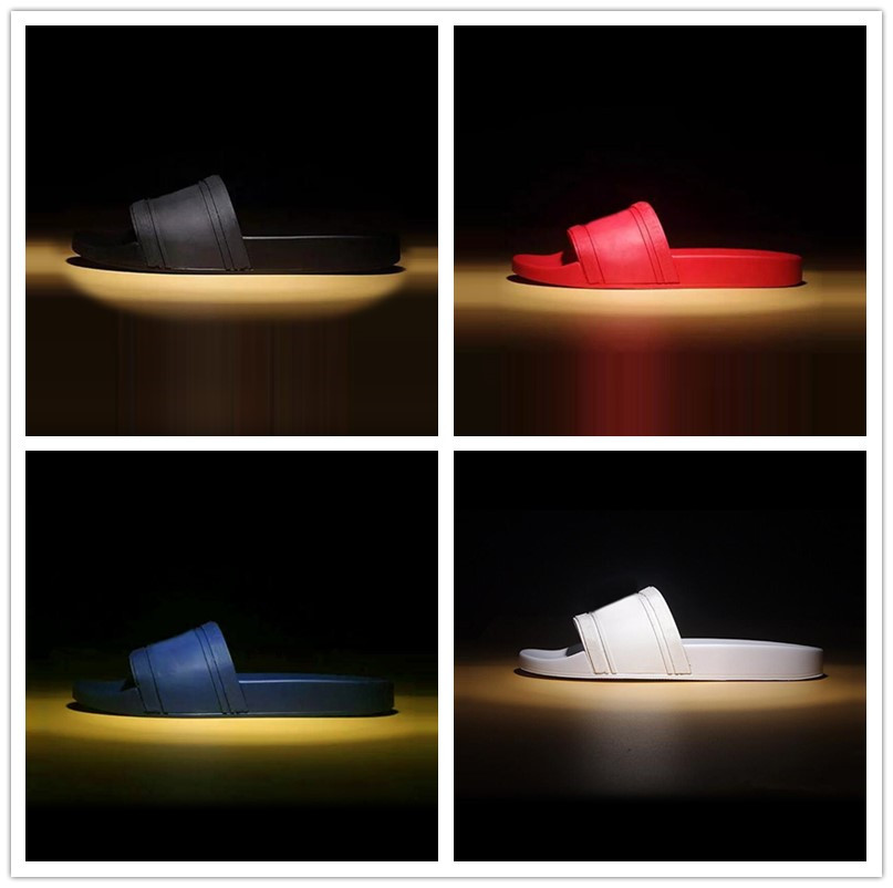 

with box hot brand Men Beach Slide Sandals Scuffs 2018 Slippers Mens Fashion slip-on designer sandal US 7-12, Blue