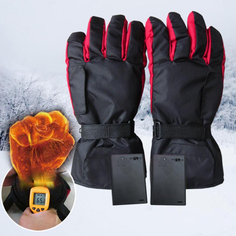 

Winter Gloves Battery-Type Carbon Fiber Heating Gloves Sports Bicycle Riding Ski for Men Women Outdoor Driving Running, Red