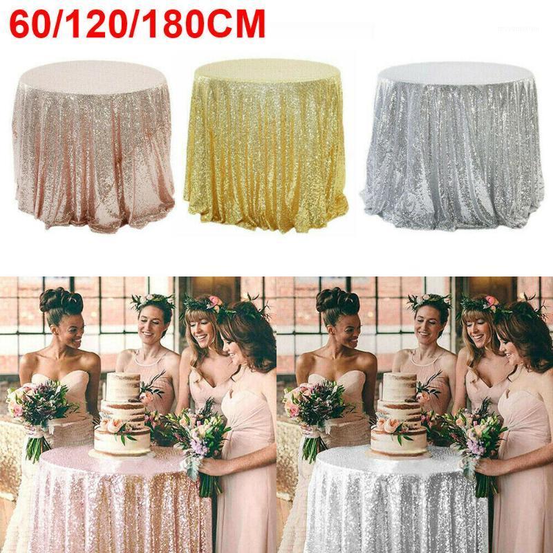 

60/120/180cm Round Sequin Tablecloth Glitter Tablecloth Wedding Party Sequin for Christmas1, Gold
