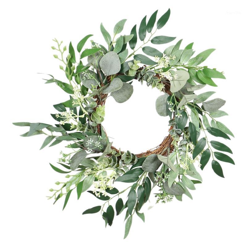 

Wall Ornaments Green Floral Artificial Flower Rustic Silk Flower Wreath Decor1