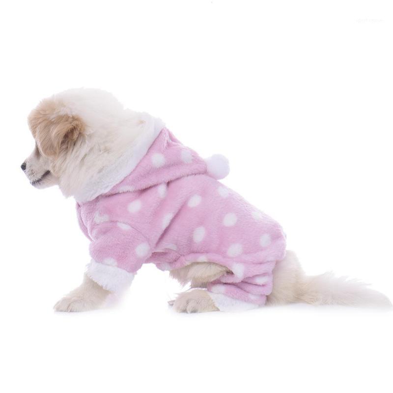 

Pink Striped Dots Pet Dog Clothes Pajamas Winter Warm Fleece Pet Puppy Hoodies Jackets Dog Winter Apparel costume1, Pink dots