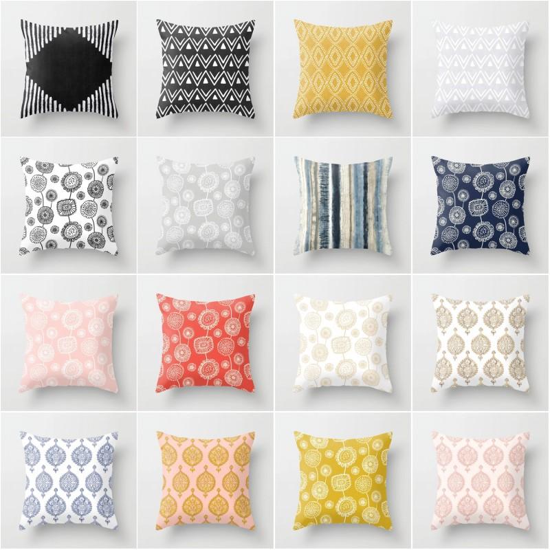 

XUNYU Geometric Flower Cushion Cover Throw Pillowcase Home Decor Sofa Pillows Case 45x45cm YL010, 14