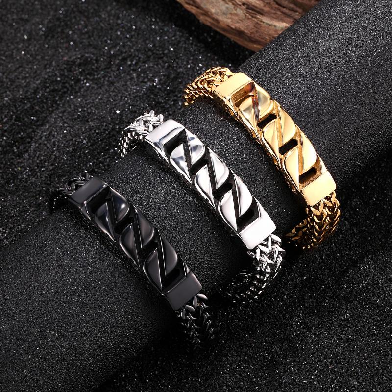 

MKENDN Classic Link Chain vintage punk bracelet for men stainless steel Mesh Chain fashion Jewelry hippop street culture