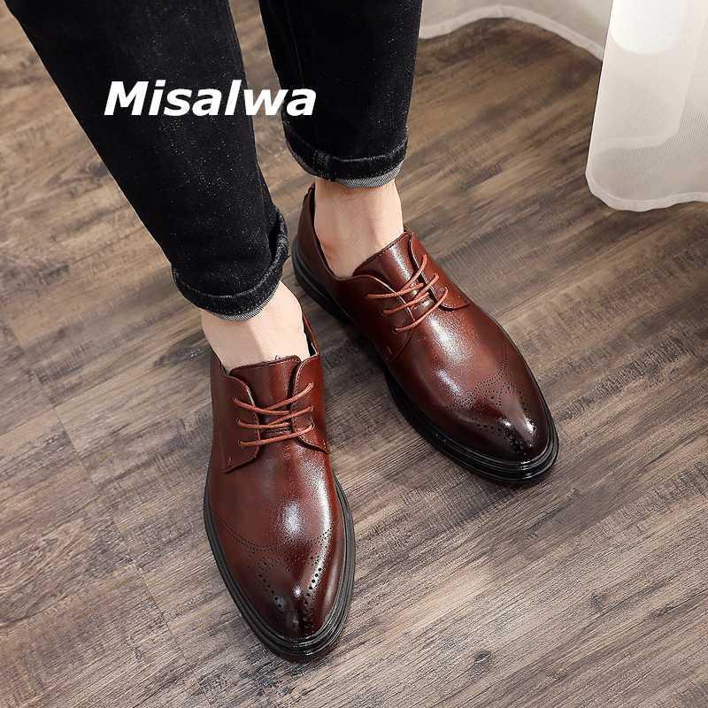 

Misalwa Casual Men's Modern Brogue Shoes Formal Oxford Suit PU Leather Shoes Wedding Dress Spring Autumn 37-45 Dropship1, Black