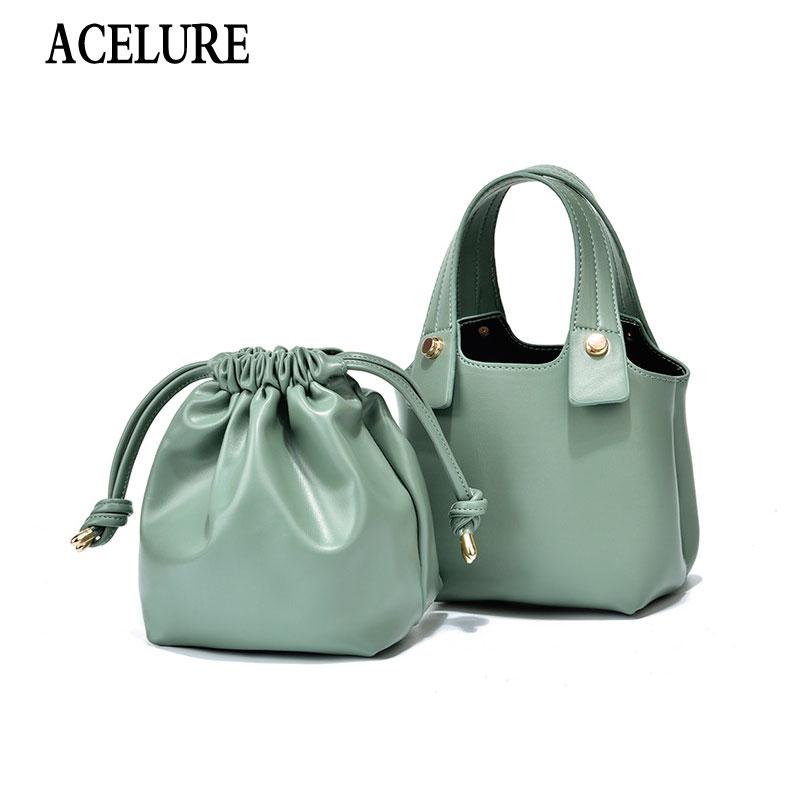 

ACELURE Female Fashion Messenger Bag Shopping Bag Solid Color PU Leather Small Shoulder Bags Women High Capacity Casual Totes, Black