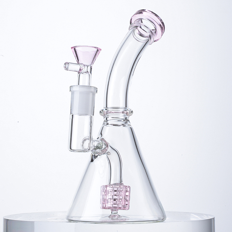 

6 Inch Mini Hookah Water Pipes Dab Rig Oil Rigs With Bowl Glass beaker Bong 14mm Joint Showerhead Perc Heady Pink Small Bongs Pipe