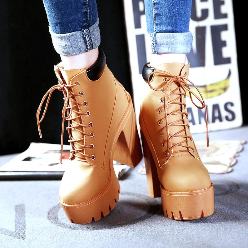 

2020 Autumn Winter Fashion 13CM Ultra-High Heel Boots Thick Nightclub Muffins Shoes Women High Platform Punk Ankle Bootie, As pic