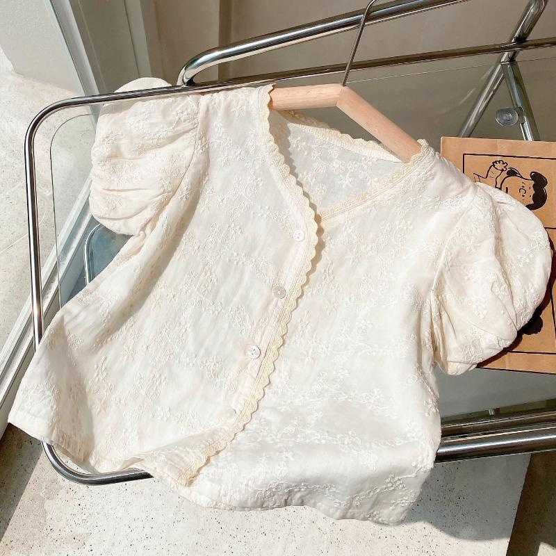 

Shirts Pretty Princess Casual Short Sleeve Flower Embroidery Tops Toddler Kids Baby Girls Blouses Children Clothes 12M-5Y, White;black