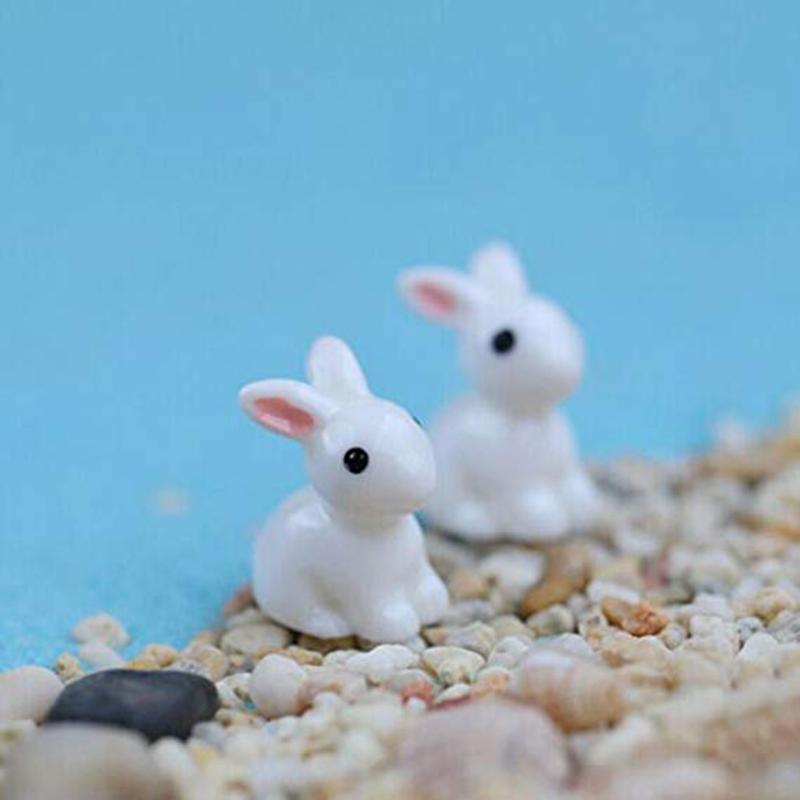 

10pcs Miniature Fairy Garden White Rabbits Mini Decor Accessories Resin Gardening Ornaments