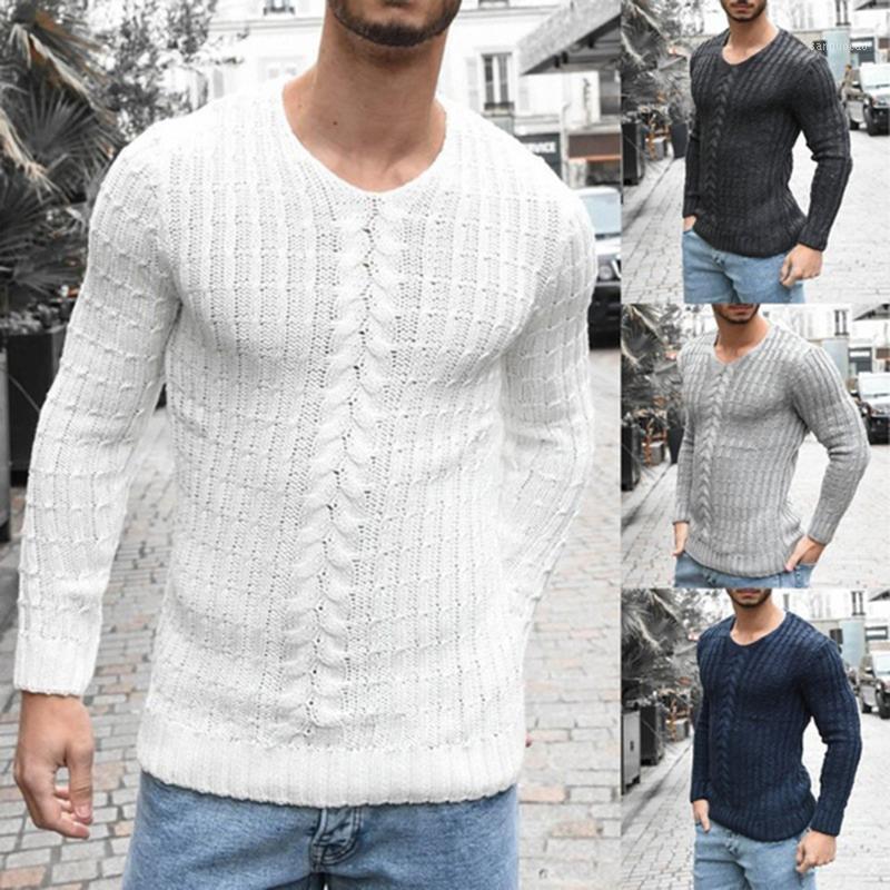 

Men Solid Color Sweater Round Neck Sweater Loose Long Sleeve Top Wild1, Black