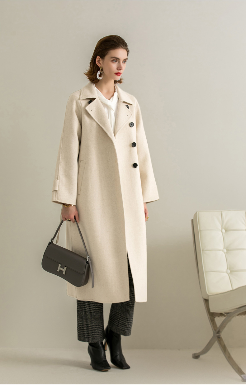 

Double sided wool coat 2021 autumn winter new Hepburn mid length, Dark grey
