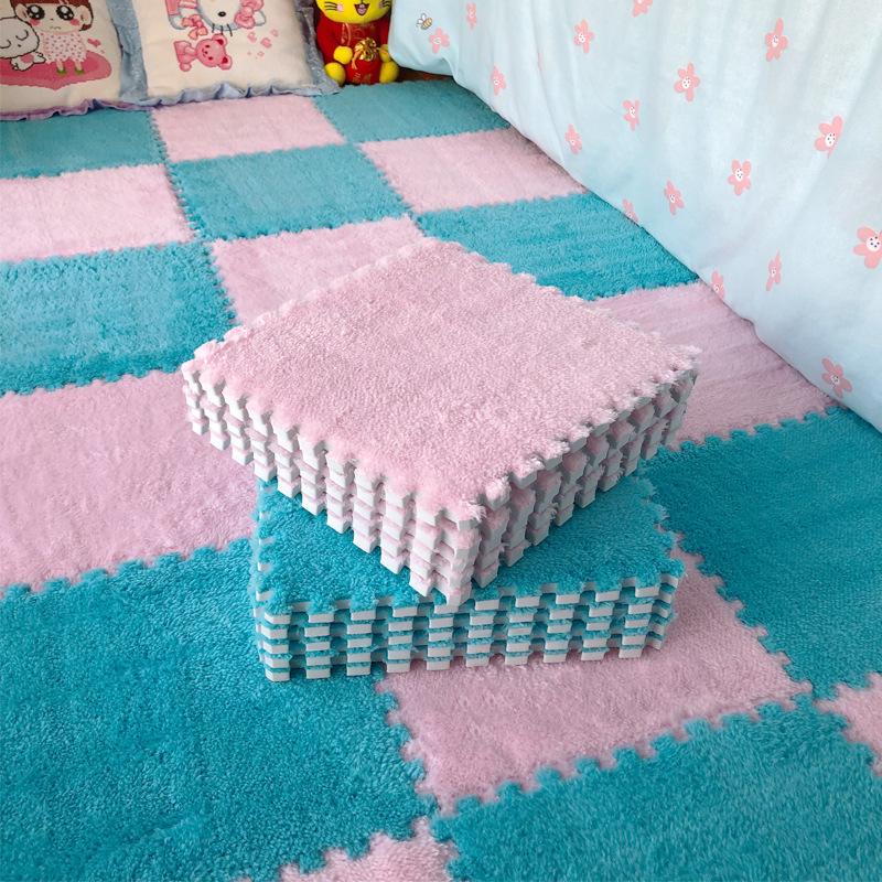 

New floor mat suede cute bedroom carpet bedside renovation house home rental net red full shop splicing the same carpet 10pcs, 10pcs note color