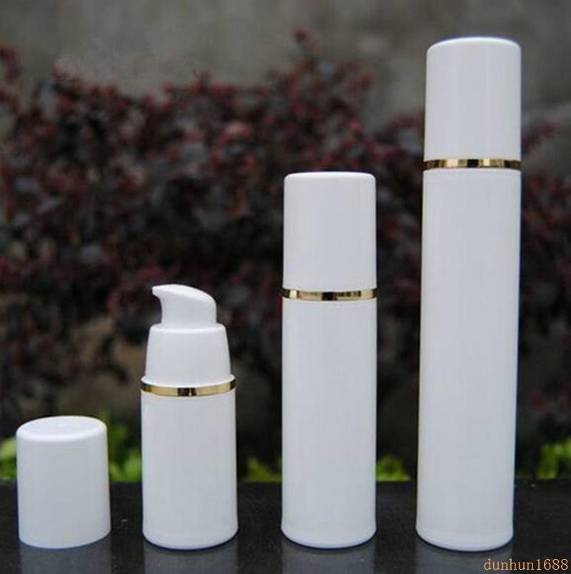 

PP 15ml 30ml 50ml airless bottle white clear color airless pump for lotion BB cream vacuum bottle White + Gold #123
