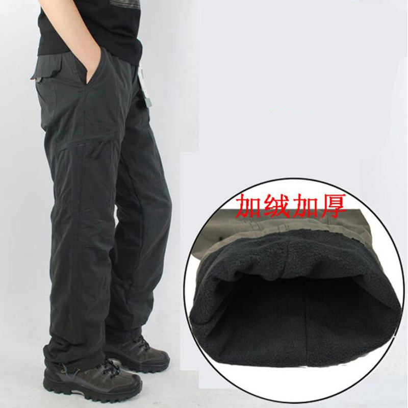 

2021 New Winter with Furry Hot Straight Men's Keep Pants Pantalones Broek Vdlh, Dark army green.