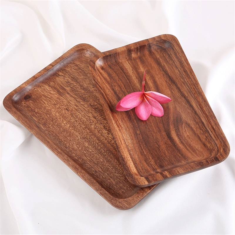 

2021 New Rectangle Wooden Tray Storage Plates Dish for Fruit Candy Saucer Tea Coffee Dessert Dinner Bread Beef Lamb Iwaq