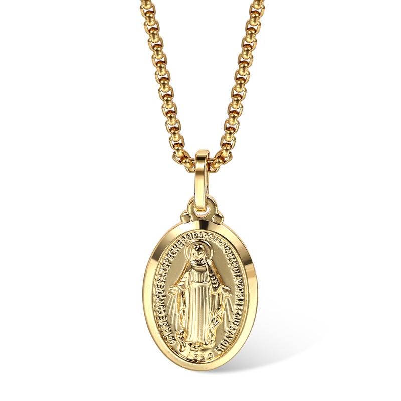 

Religious Jewelry Virgin Mary Pendants Necklaces for Women Men Fashion Accessories Gold Chains Trendy Vintage Colar GP431