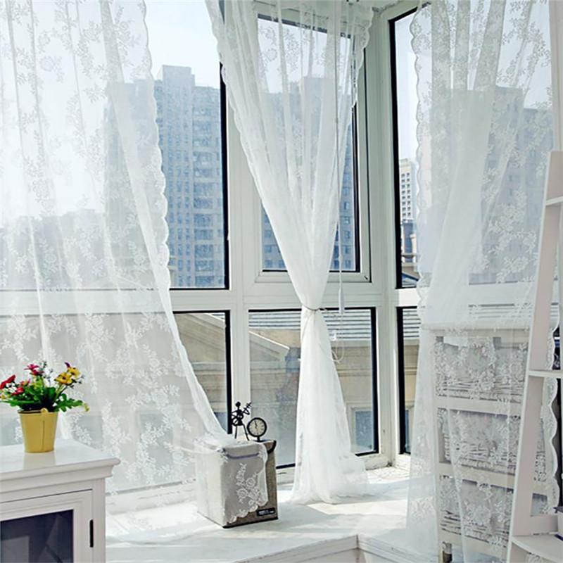 

Floral Modern Sheer Tulle Curtains For Living Room Bedroom Kitchen Voile Sheer Curtains Window Tulle Drapes #YJ, White