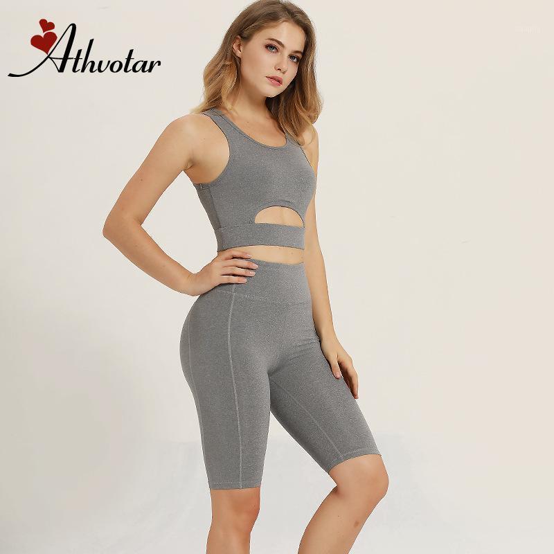 

ATHVOTAR Gym Set Women Fitness Solid Color Sport Set Push Up Runing Sportswear Seamless Bra Gym Leggings High Waist Yoga Suit1, Black
