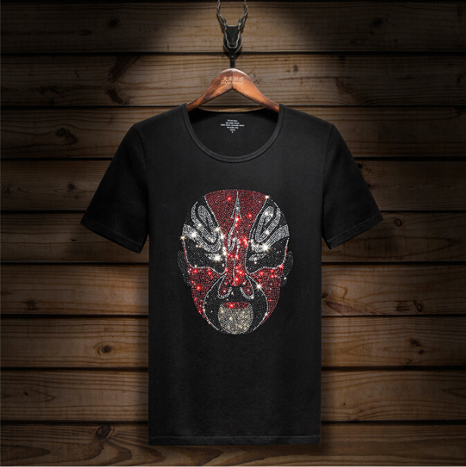 

2021 New Big Man Tshirt 5xl and 6xl Asian Size Diamond Stone High Quality o Neck Men S0u5, Black