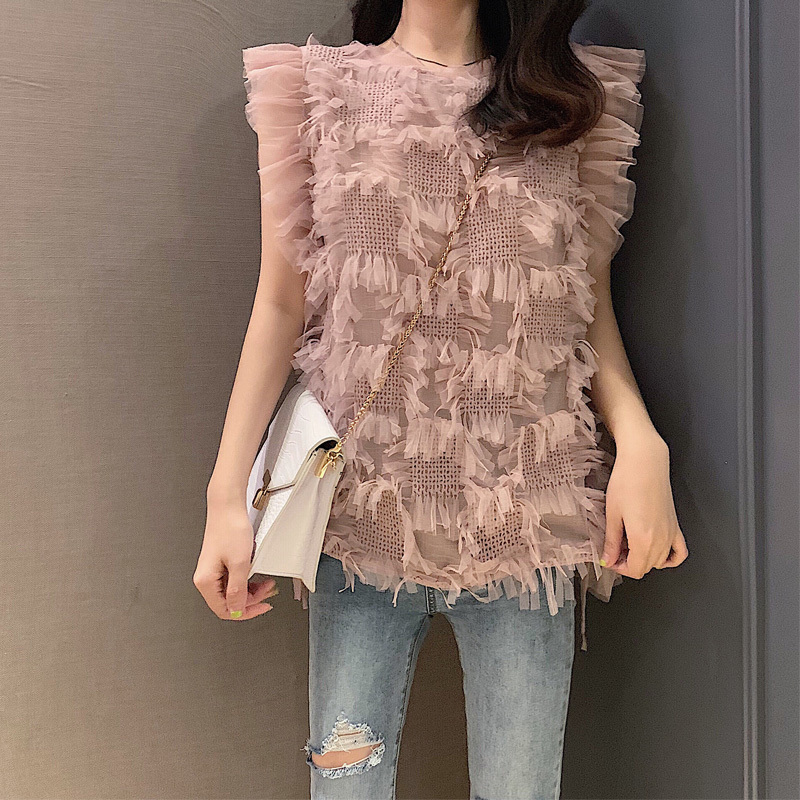 

2021 Summer Women Knit New Elegant Tassel Retro Sleeveless Tops Fashion Highstreet Womens Vest L6GN, Pink