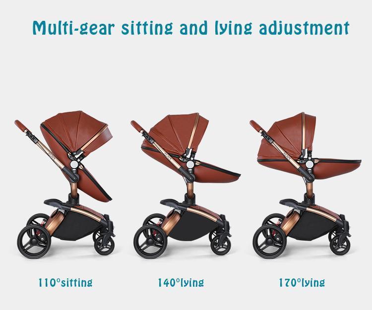 

2020 travel explosive foldable newborn 3 in 1 PU leather 360 rotating two-way push-pull baby stroller car seat free shipping1