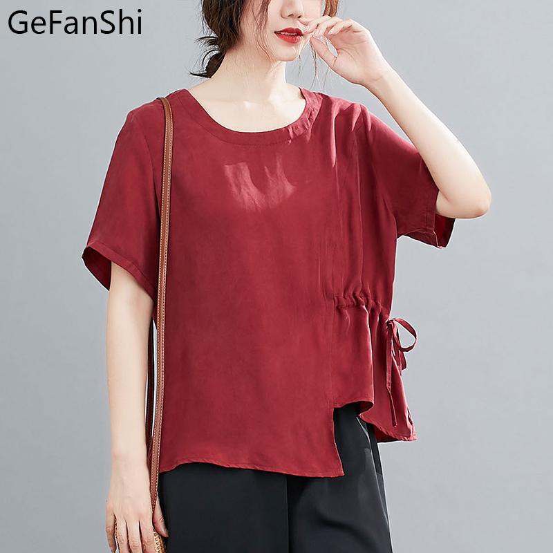 

Summer Shirts Women Fashion Desgin O-neck Solid Short Sleeve Shirts Cotton Linen Casual Loose Tops Female Office Lady Blouse, Black