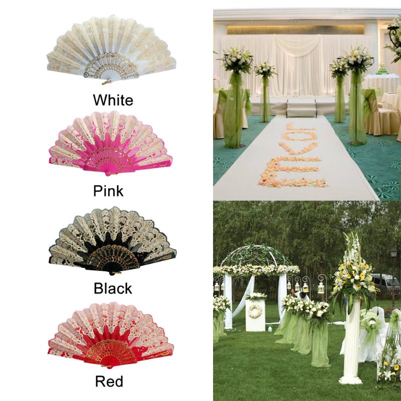 

Summer Vintage Spanish Style Hand Fan Folding Fans Silk Fan Dance Wedding Party Event Supplies Christmas Women Lady Gift