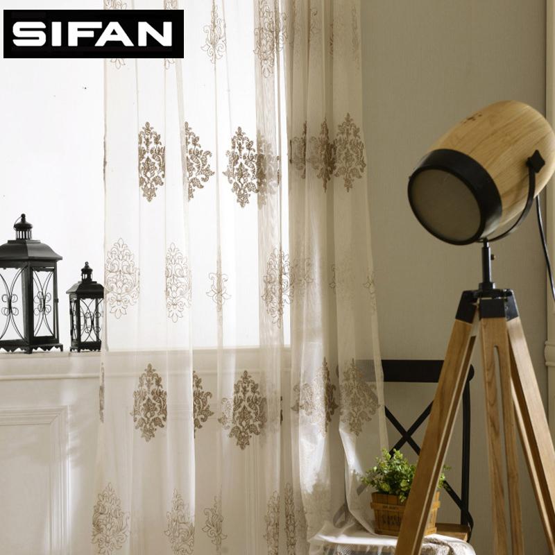

European Embroidered Voile Curtains for Living Room Tulle Window Curtains for the Bedroom Sheer, White