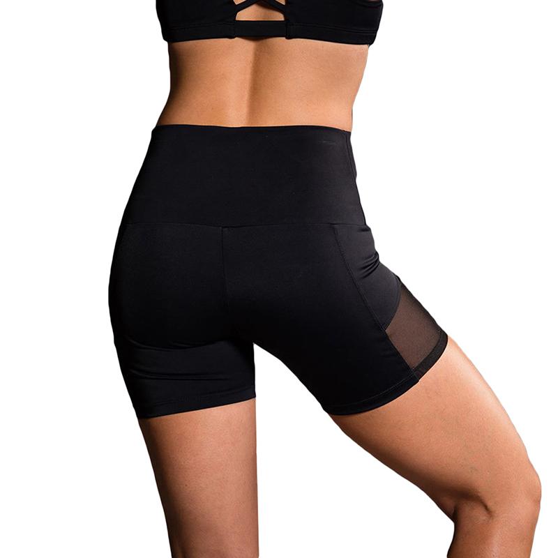 

Women' High Waist Sports Short Workout Running Fitness Leggings Female Mesh Shorts Gym Yoga Leggings With Side Pocket, Black