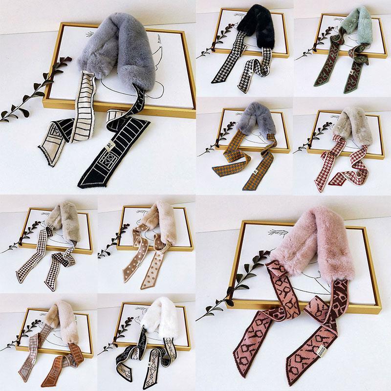 

Knitted Plush Scarf Geometric Patterns Long Skinny Crochet Autumn Winter Scarves Neck Collar Scarves Female Faux Fur Neck Warmer1