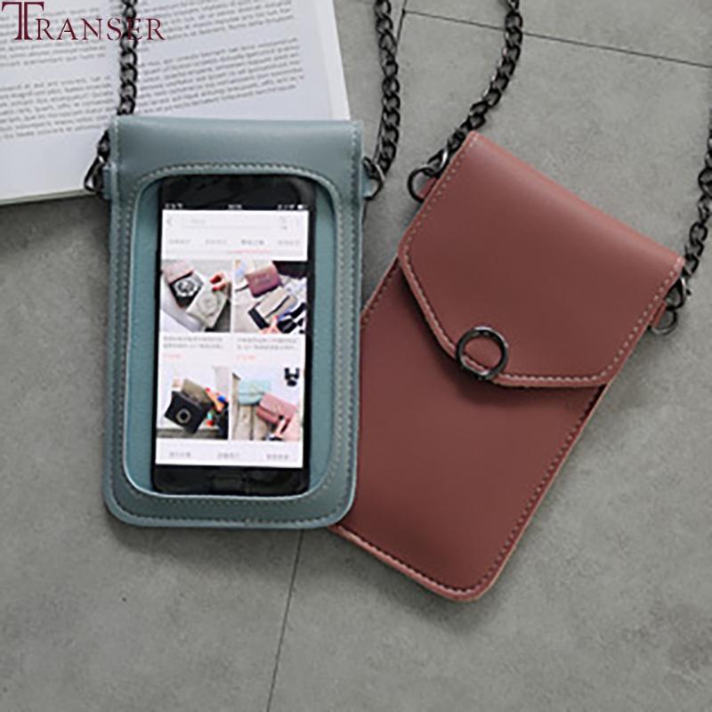 

Transparent Touch Screen Retro Simple Mobile Phone Bag Women Chain Messenger Bags Small Flap Bag Mini Leather Hasp Handbags, Black