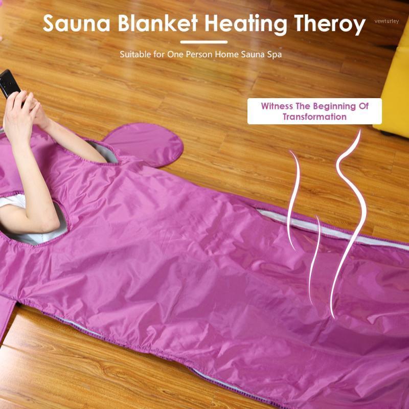 

Purple Far-infrared Sauna Blanket Hand-reachable Design Digital Thermal Sauna Acid Discharge Blankets For Body Shaper Slim 20211