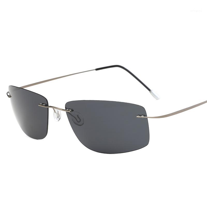 

Sunglasses Titanium Polarized Square Rimless Polaroid Brand Designer Gafas Men Sun Glasses For Women1