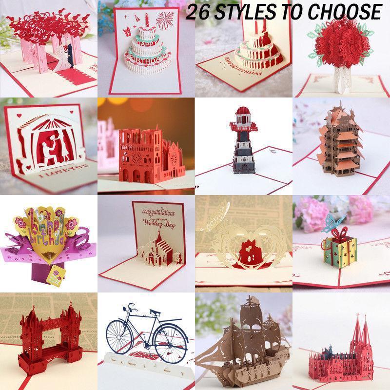 

3D Up Cards Valentine Lover Happy Birthday Xmas Anniversary Greeting Cards1