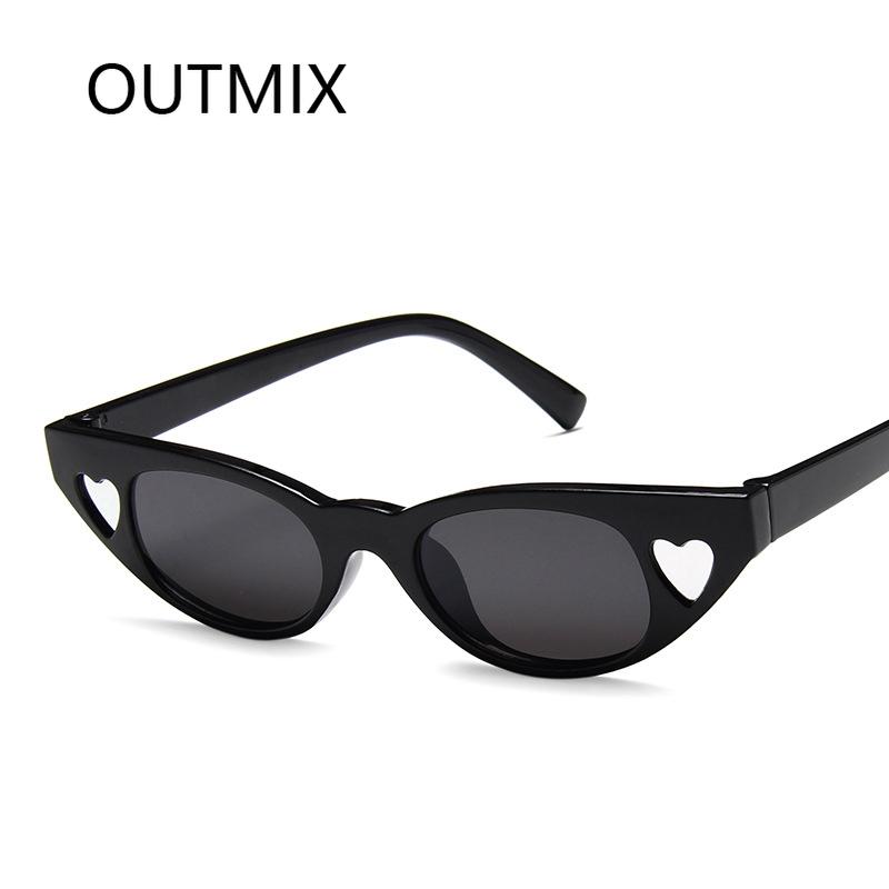 

OUTMIX Black Small Frame Oval Sun Glasses Women/Men for Fashion Personalized Love Sunglasses Female Retro Colorful Shades Oculos