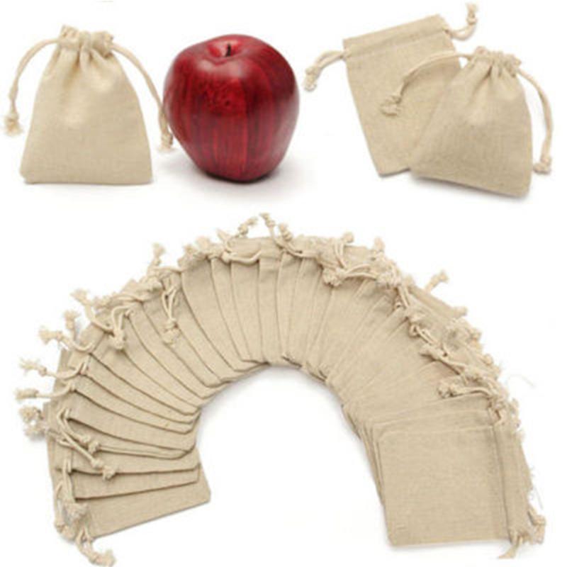 

High Quality Small Bag Natural Linen Pouch Drawstring Burlap Jute Sack With Drawstring Drop Shipping