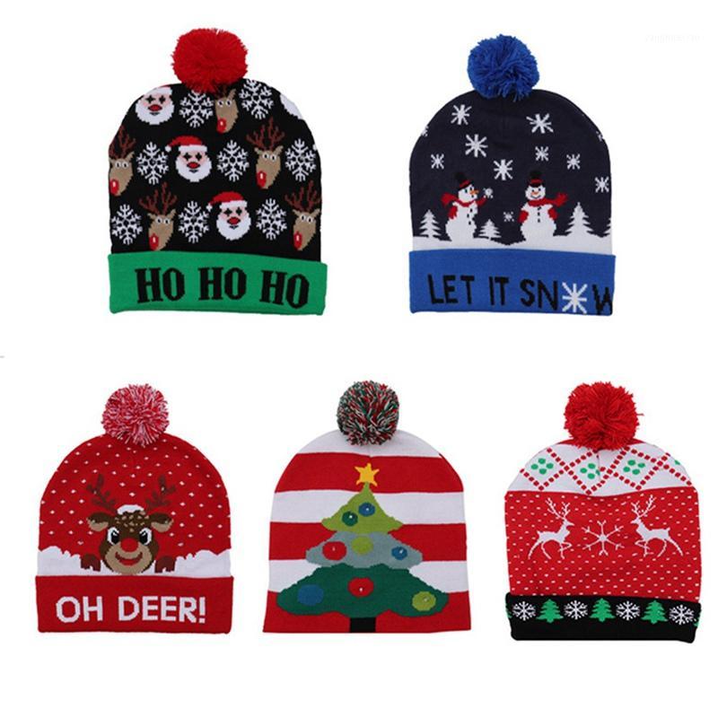 

Knitted Christmas Hat For Adult Children Colorful Glowed Knitted Cap High-end Christmas Hat Party Supplies Free Shipping1