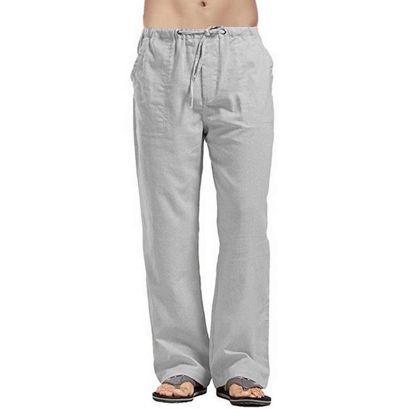

Classic Summer Men Cotton Linen Casual Trousers Thin Style Solid Color Elastic Waist Straight Loose Pants Comfortable Plus Size, He369117a