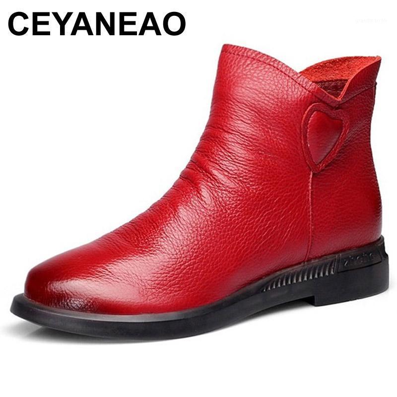 

CEYANEAO British Style Genuine Cow Leather Women Ankle Boots Autumn Fashion Pleated Zipper Short Boots Women Flats Mar Shoes1, Black